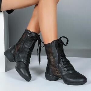 D&S Leatherette 4cm Heels w/ Lace-up Dance Shoes | Dance Jazz Boots | US 8.5